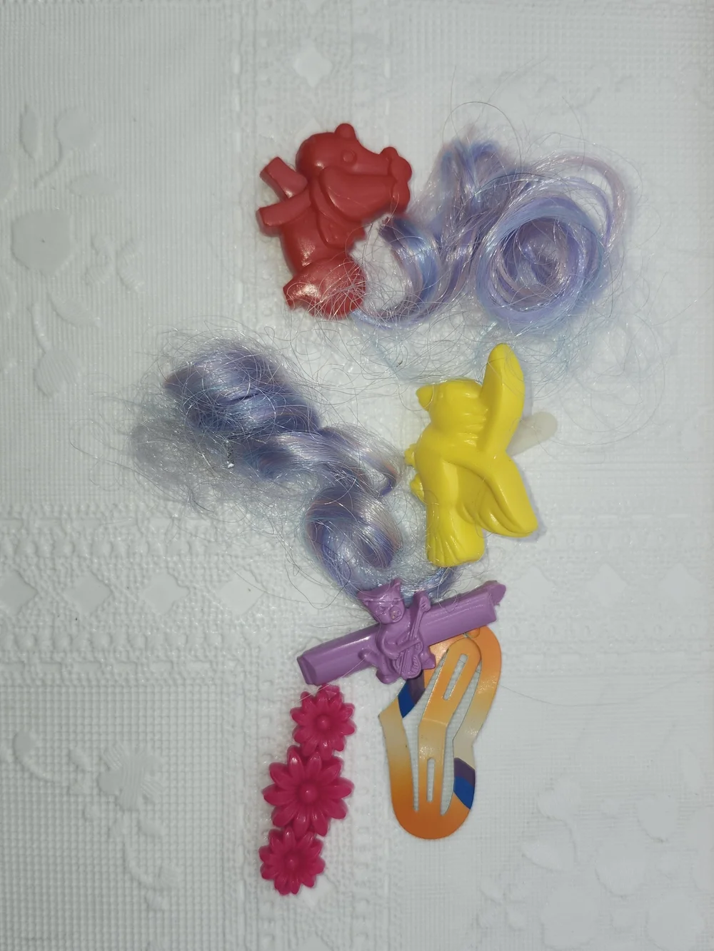 Vintage 80s kids child  purple hair barrette clip pony charms clip fake  heart